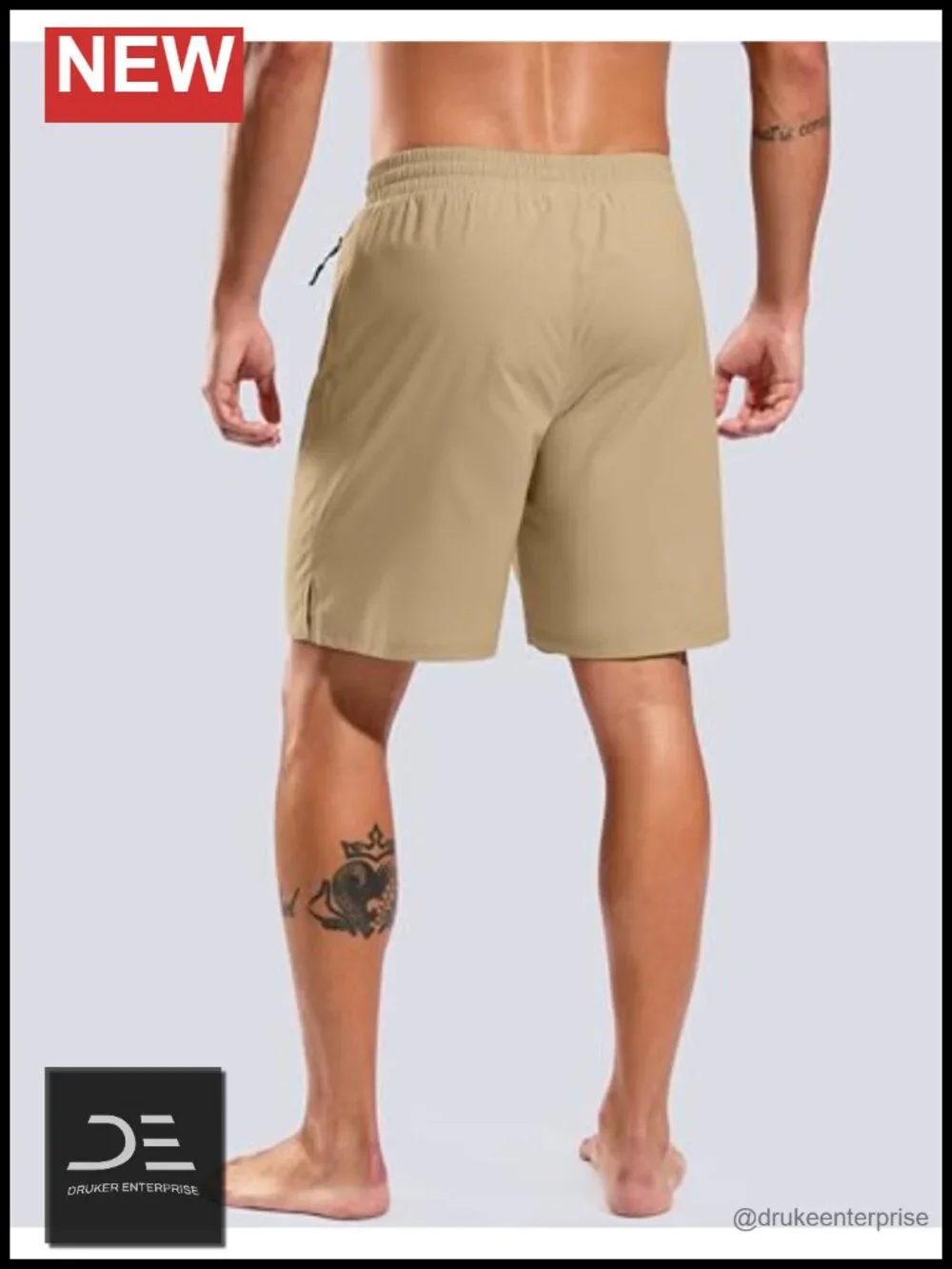 Mens Swim Trunks with Compression Liner Quick Dry Board Shorts Zipper Pockets